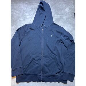 Polo Ralph Lauren Full Zip Hoodie Mens XL Navy Blue Embroidered Pony Logo